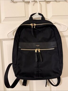 KNOMO Mini Beaufort Black Nylon Backpack with Gold Hardware
